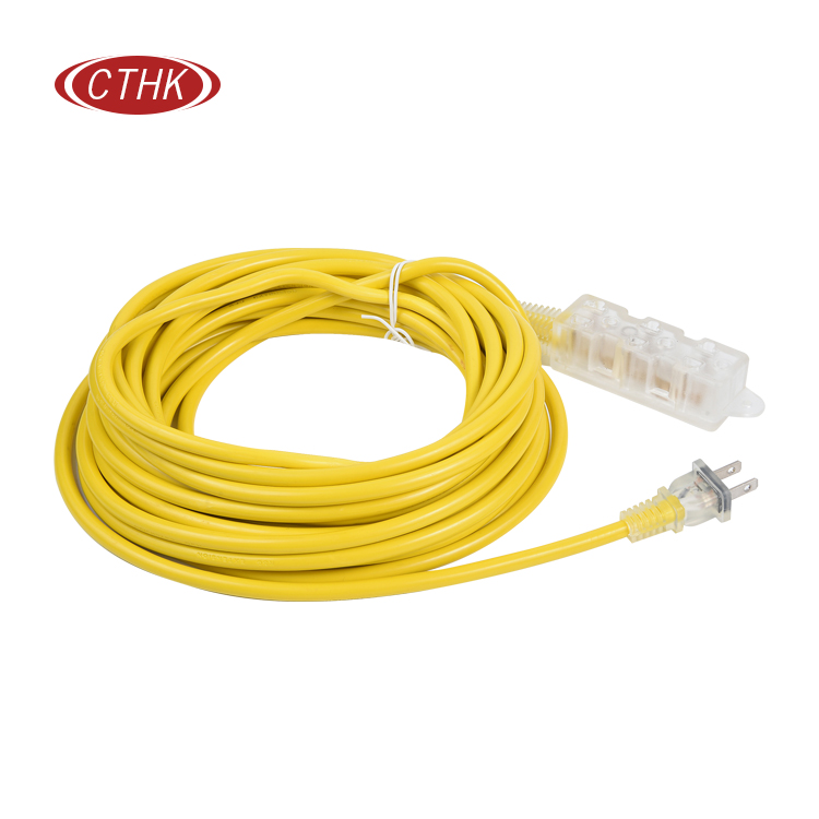 Cable de extensión resistente eléctrico retráctil de 220 V para exteriores de 25 pies de EE. UU.